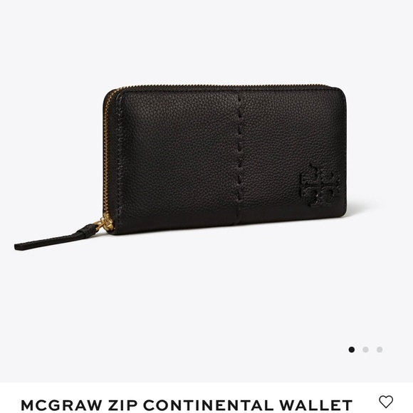 McGraw Zip Continental Wallet Black Leather Wallet - Picture 2 of 4